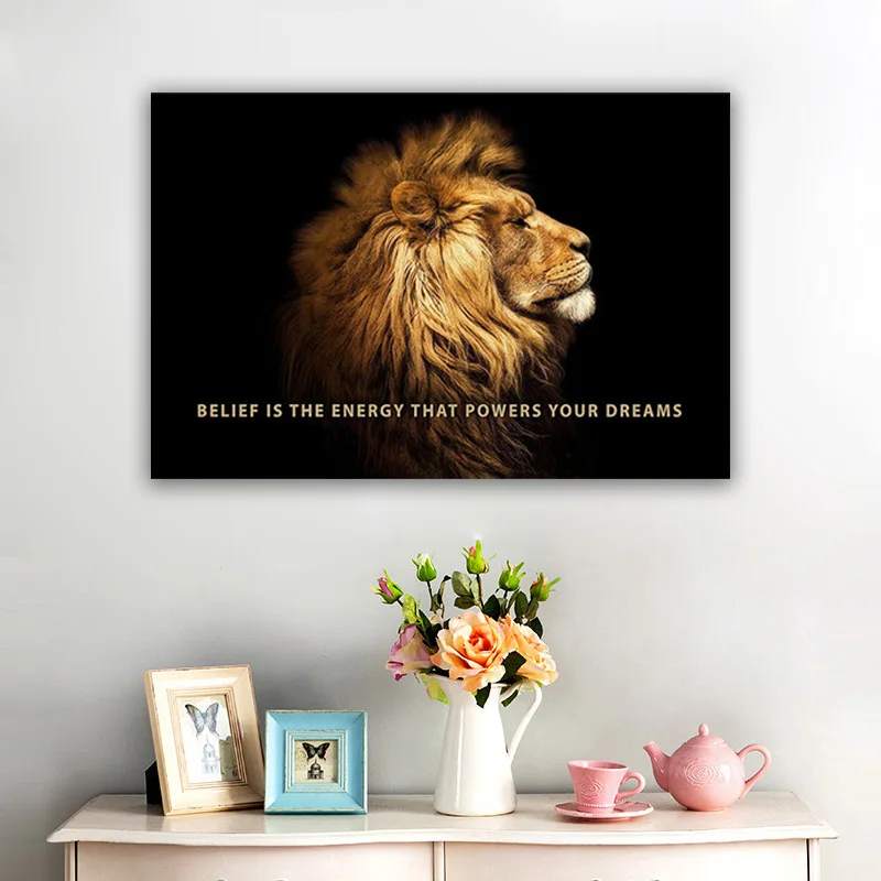 

Motivational Lion Posters And Prints HD Wild Animal Canvas Painting Print Wall Art Pictures Living Room Home Decoration Mural