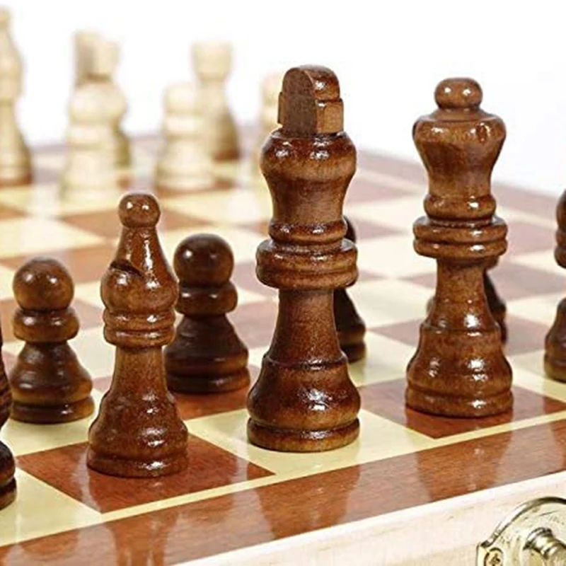

Wooden Chess Folding Board Set Portable Outdoor Board Game