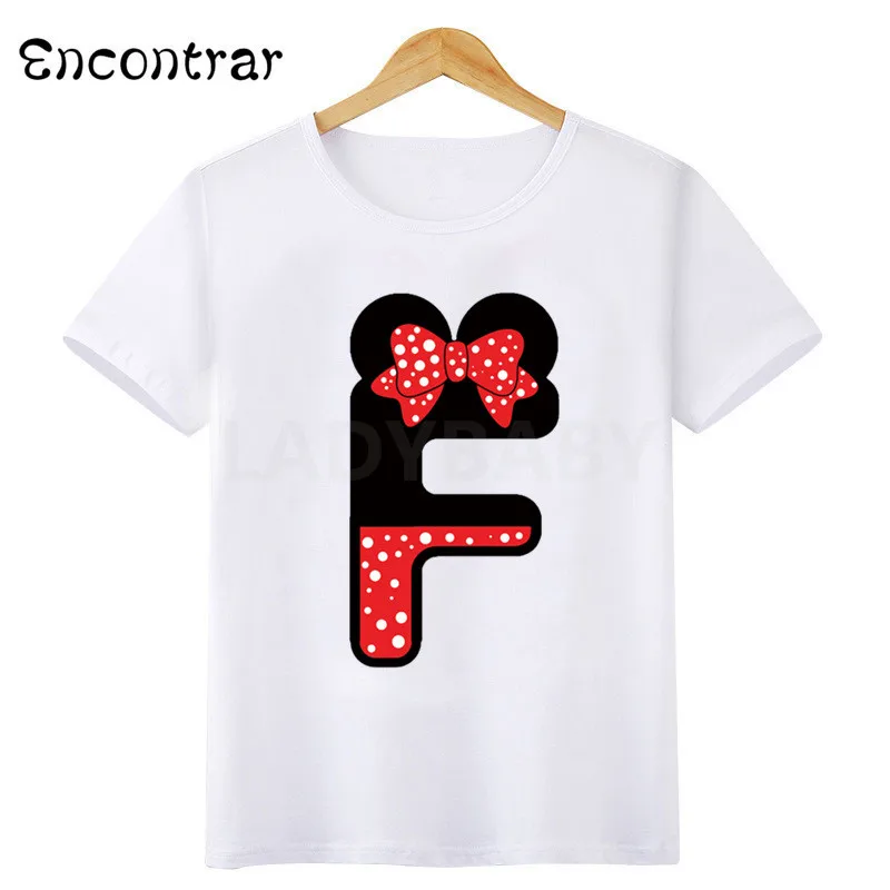 Baby Girls Cute Mouse 26 Letters Print T shirt Cartoon Funny Kids T-shirts Boys Clothes Children Summer Tops,HKP2463
