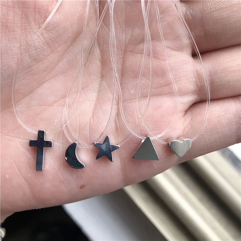 Женское Ожерелье из прозрачной лески серебряное ожерелье невидимой цепочки