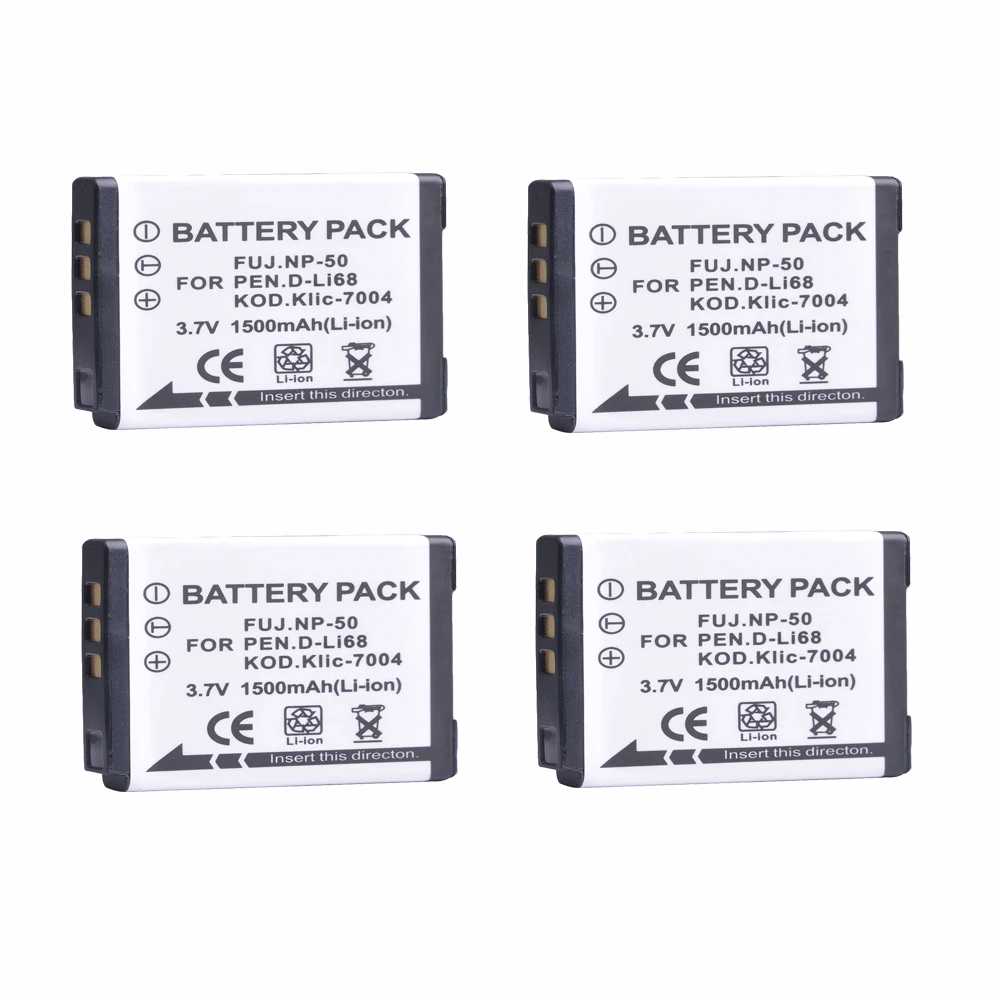 4 шт. NP 50 FNP50 NP50 KLIC 7004 D Li68 батареи для ЖК дисплея с подсветкой Fujifilm X10 X20 F50 F75 F665 F775 F900