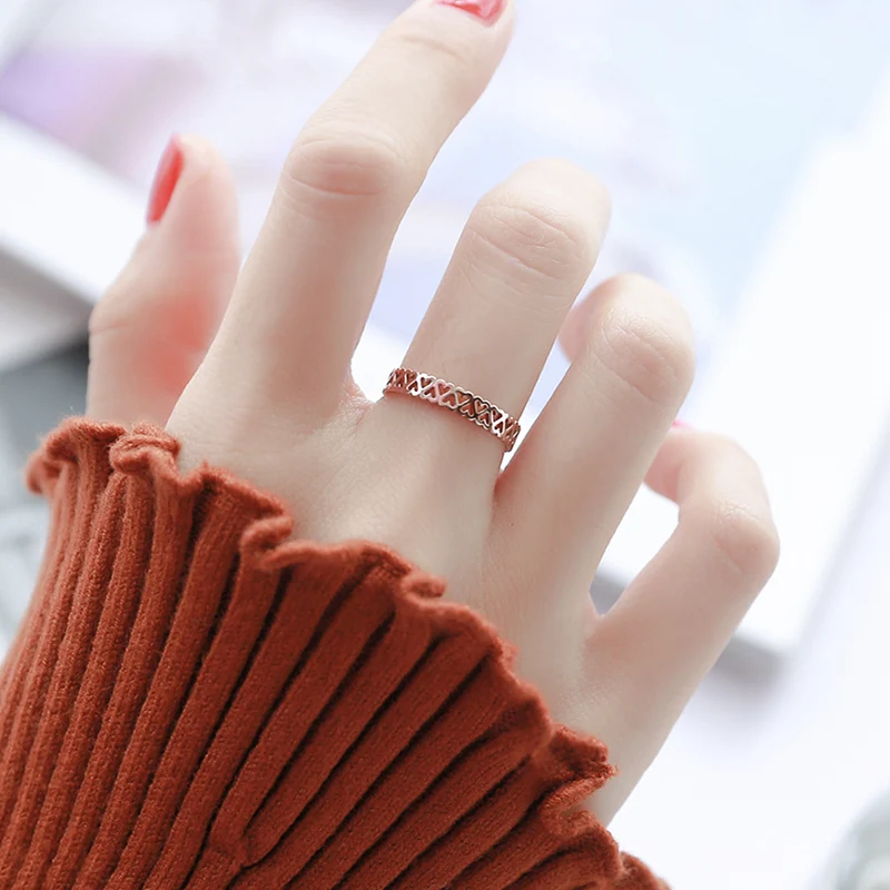 YUN RUO Hellow Out Heart Ring Rose Gold Fashion 316 L Titanium Steel Jewelry Birthday Gift Woman Man Never Fade Drop Shipping | Украшения и