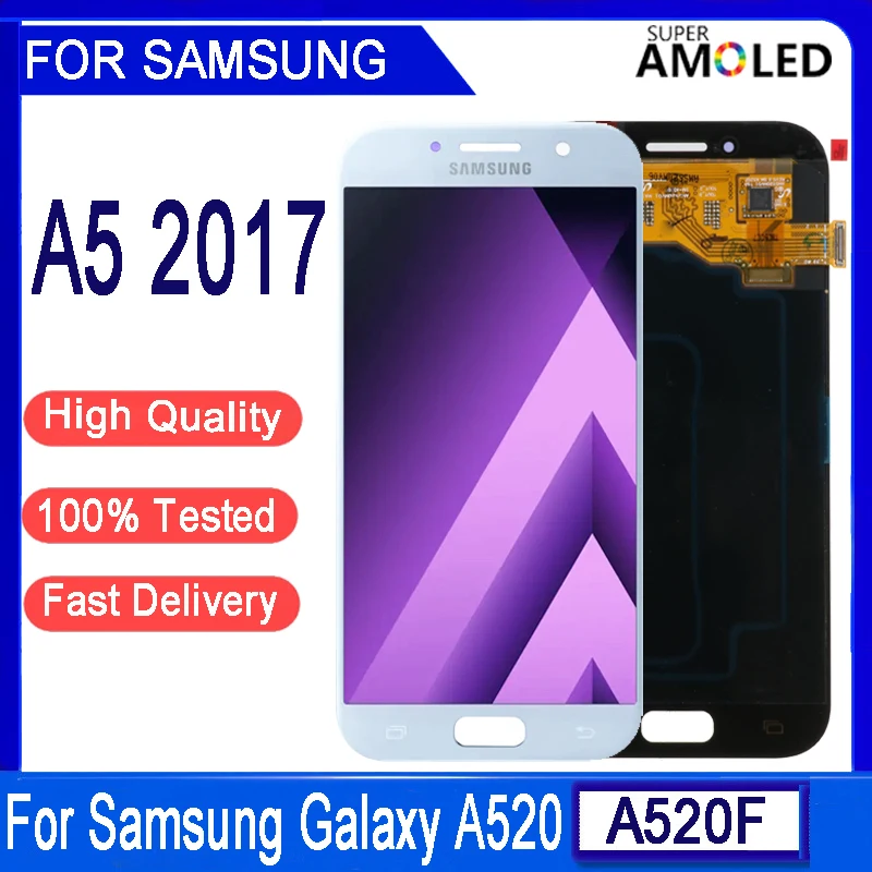 Оригинальный 5 2 &quotAMOLED A520 ЖК дисплей для SAMSUNG Galaxy A5 2017 сенсорный экран в сборе Сань