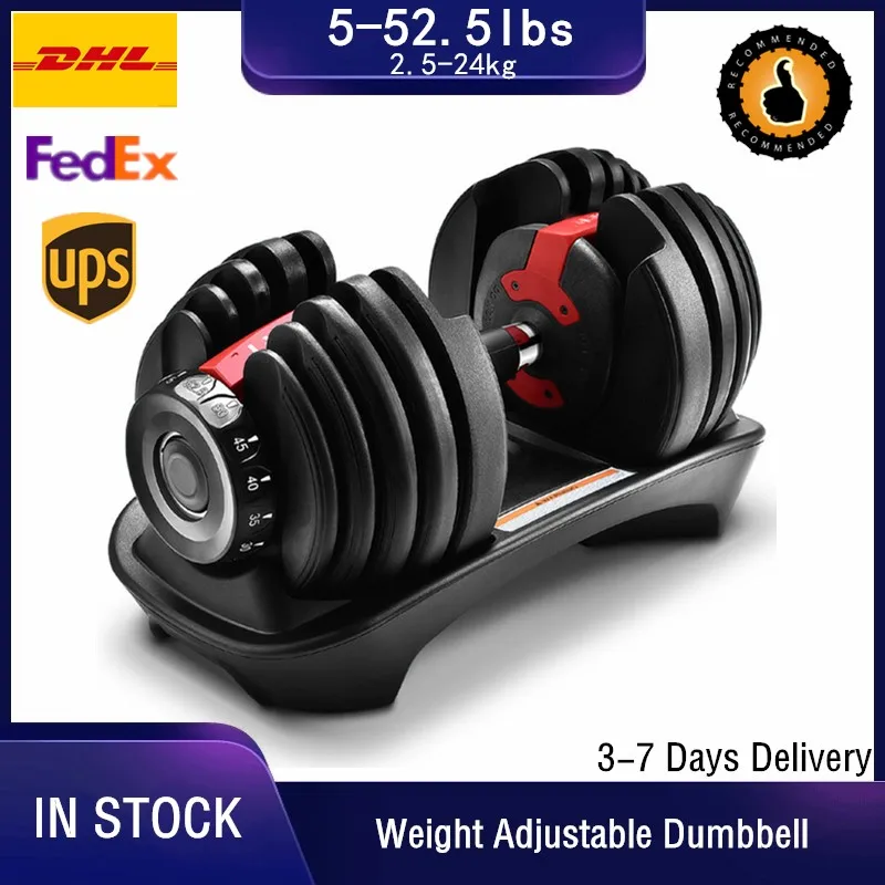 

DHL Free Weight Adjustable Dumbbell 5-52.5lbs Fitness Workouts Dumbbells tone your strength and build your muscles New