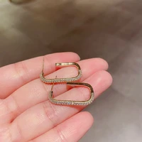 sipengjel brilliant zircon geometric oval stud earrings creative simple lock square earrings for women jewelry gift