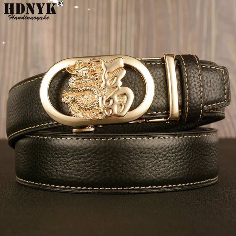Classical Chinese Word Designer Automatic Belt for Men Luxury Cowskin Leather Men Belts Waistband High Quality Businessmen Belts