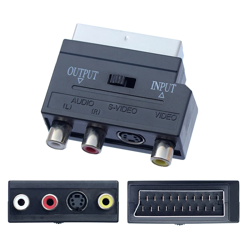 Двойной штекер Scart для AV /S-видео фонографа Женский TV Аудио Видео адаптер Вход