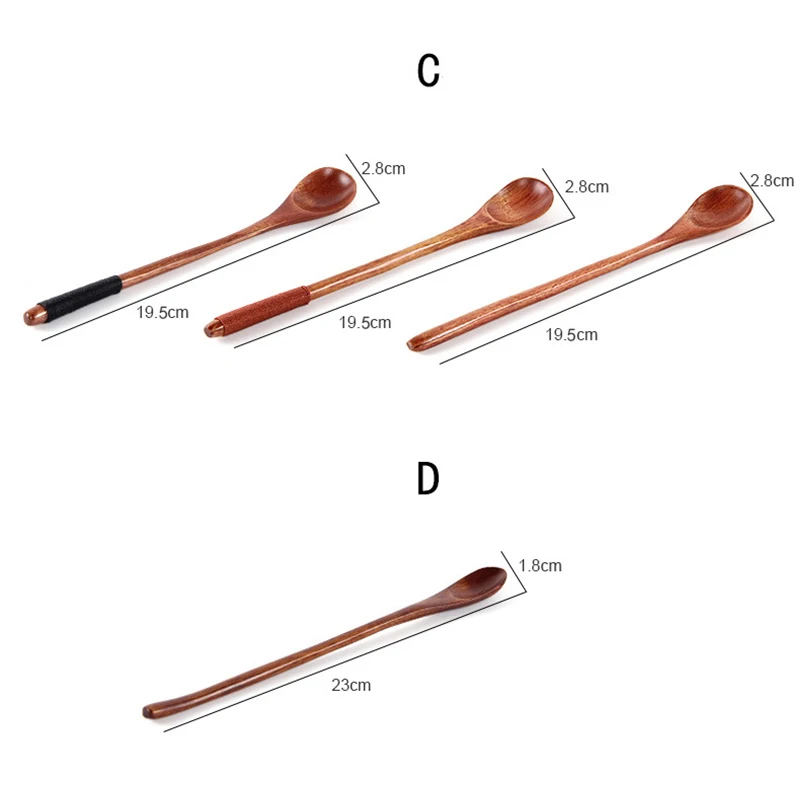 

1PC Wooden Spoon With Long Thin Handle Natural Coffee Stirring Rod Dessert Coffee Tea Honey Mixing Spoons For Kitchen Tableware