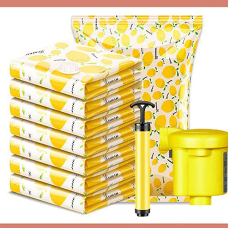Бытовые вакуумные мешки для одежды милый органайзер одеял лимонного цвета
