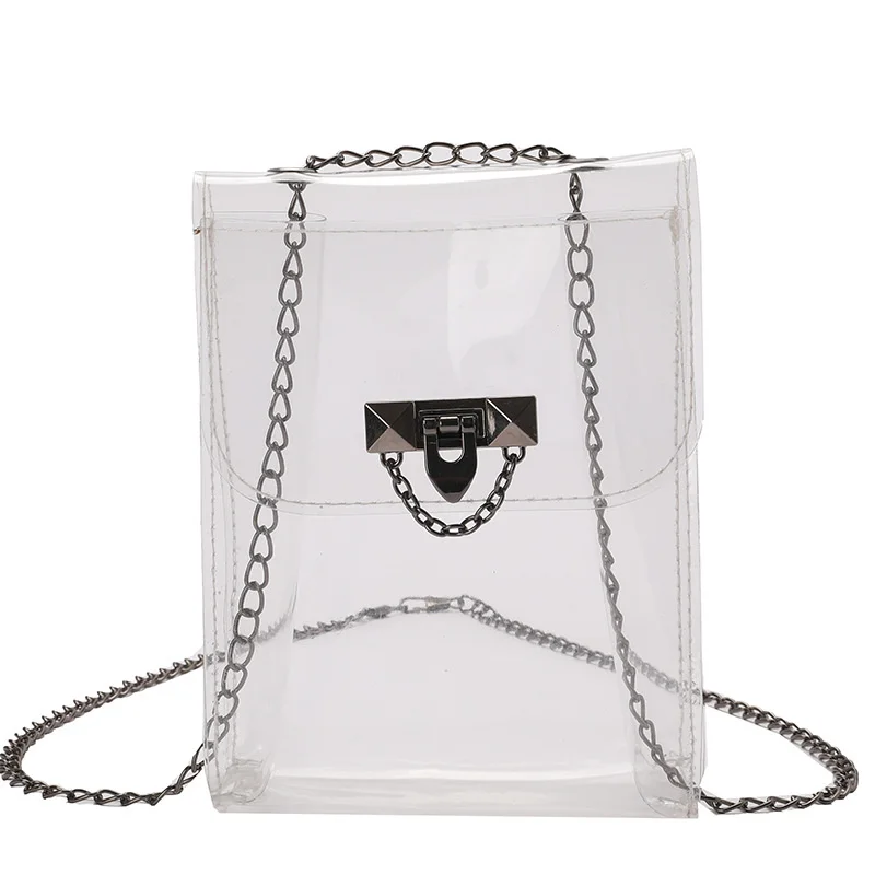 

Women's bag transparent mobile phone bag summer PVC waterproof jelly bag fluorescent color sky messenger mouth red envelope