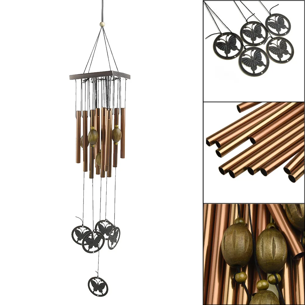 

Wind Chimes Bells Copper 12xTubes Outdoor Yard Garden Home Decor Ornament Bells Copper Chapel Bells Wall Hanging Carillon À Ve