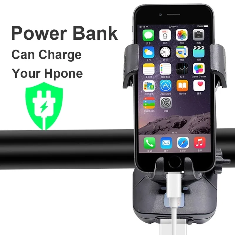 Bicycle Light Mobile Phone Holder USB Rechargeable 4 in 1 Bike Horn 4000MAh Power Bank Headlight MTB Head Lamp | Мобильные телефоны