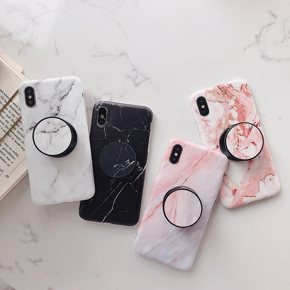 

Simple marble with stand phone case For iphone11 pro max cases xr 7 8plus xs SE2020 12 13 12pro 13pro