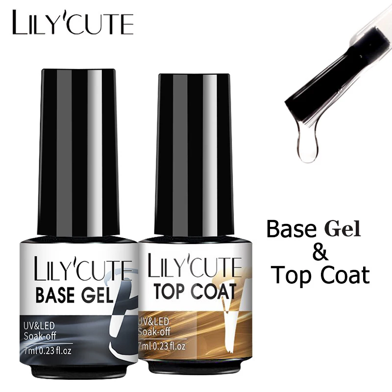 LILYCUTE 탑 베이스 젤, 소크 오프 젤, UV LED 네일 익스텐션, 손톱 젤 바니시, 투명 네일 아트 젤