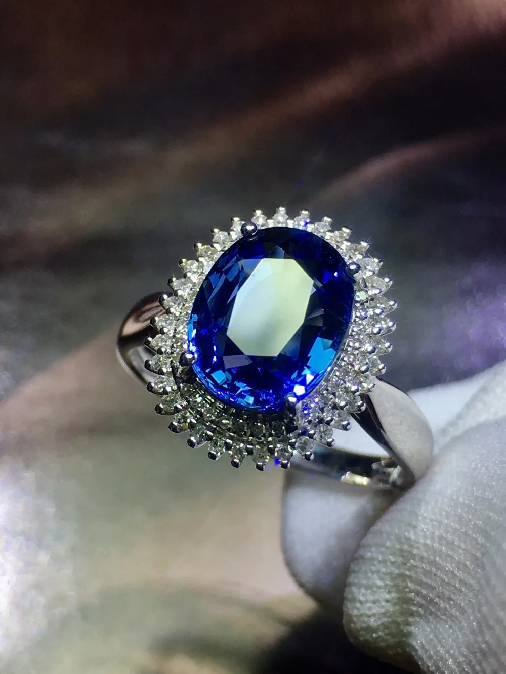 820 тонкие ювелирные изделия из сапфира кольцо натуральный 3.1ct Разогревающий драгоценный камень, синий сапфир чистый 18 K золото ювелирные изделия для женщин Кольца Бриллианты