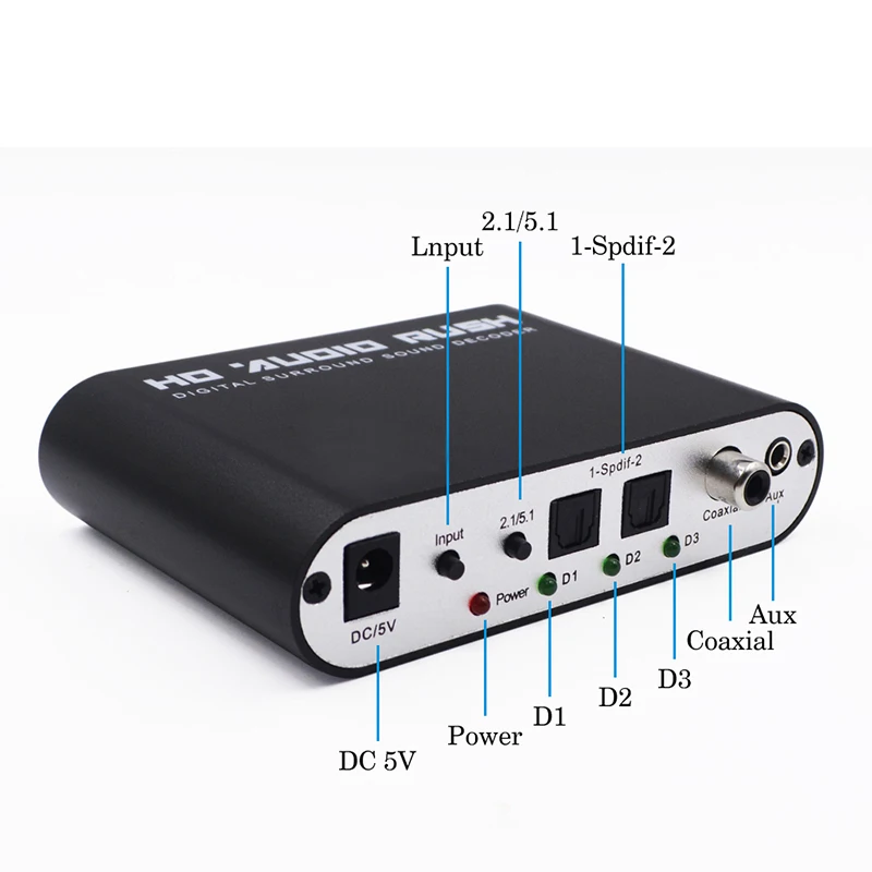 Аудио декодер 5 1 SPDIF AUX коаксиальный цифровой в аналоговый 6 RCA HD AC3 DTS Dolby усилитель