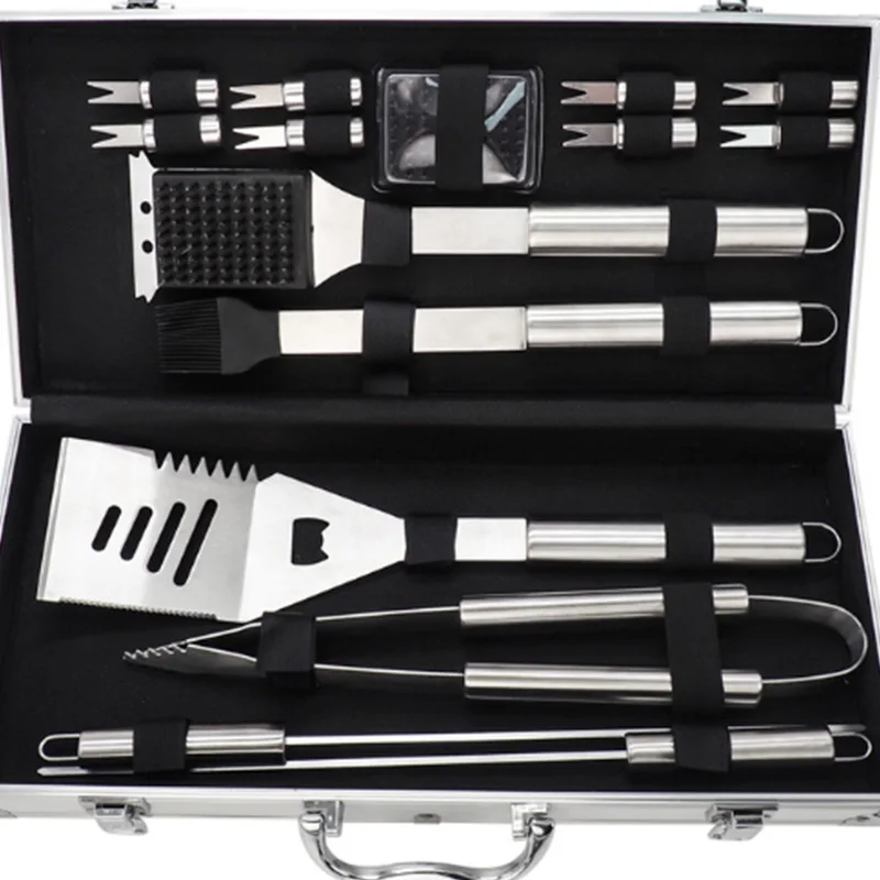 

Outdoor 16 Piece Stainless Steel Tube Handle Barbecue Set Bbq Aluminum Box Barbecue Tool Portable Set Home Barbecue Tool