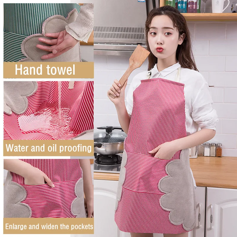 

Fashion Kitchen Apron flower Nail Polish Linen oxford Aprons cooking Bibs water/oil proof big pocket towel Home Cleaning Tools