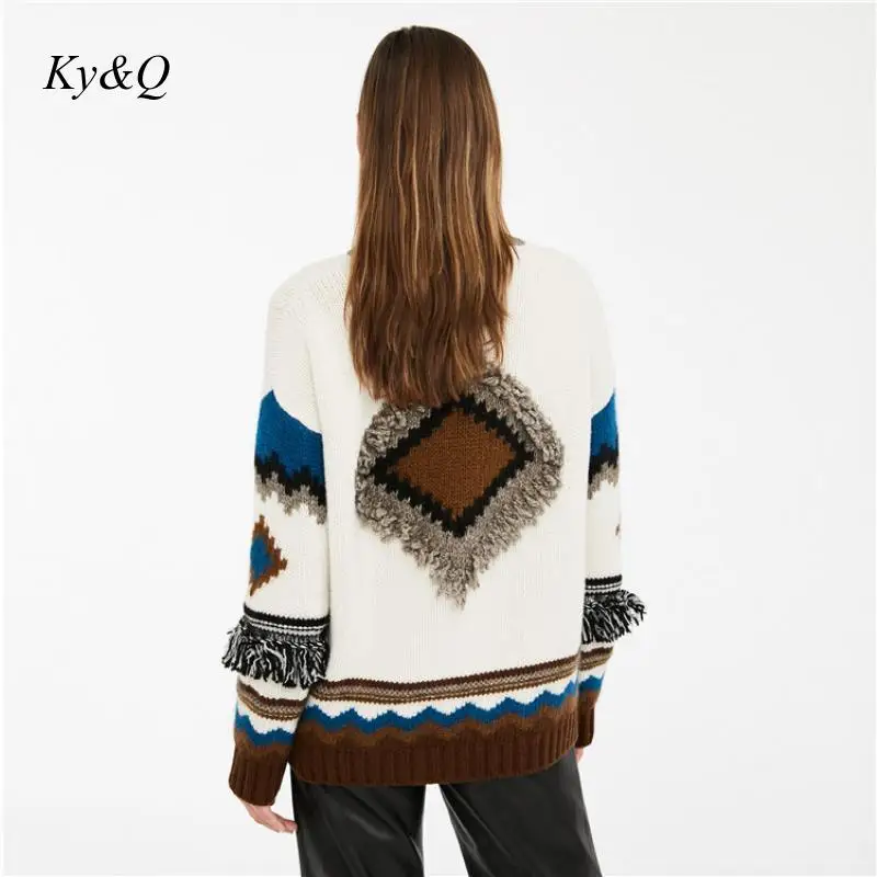 Женский шерстяной свитер с V-образным вырезом и длинным рукавом |