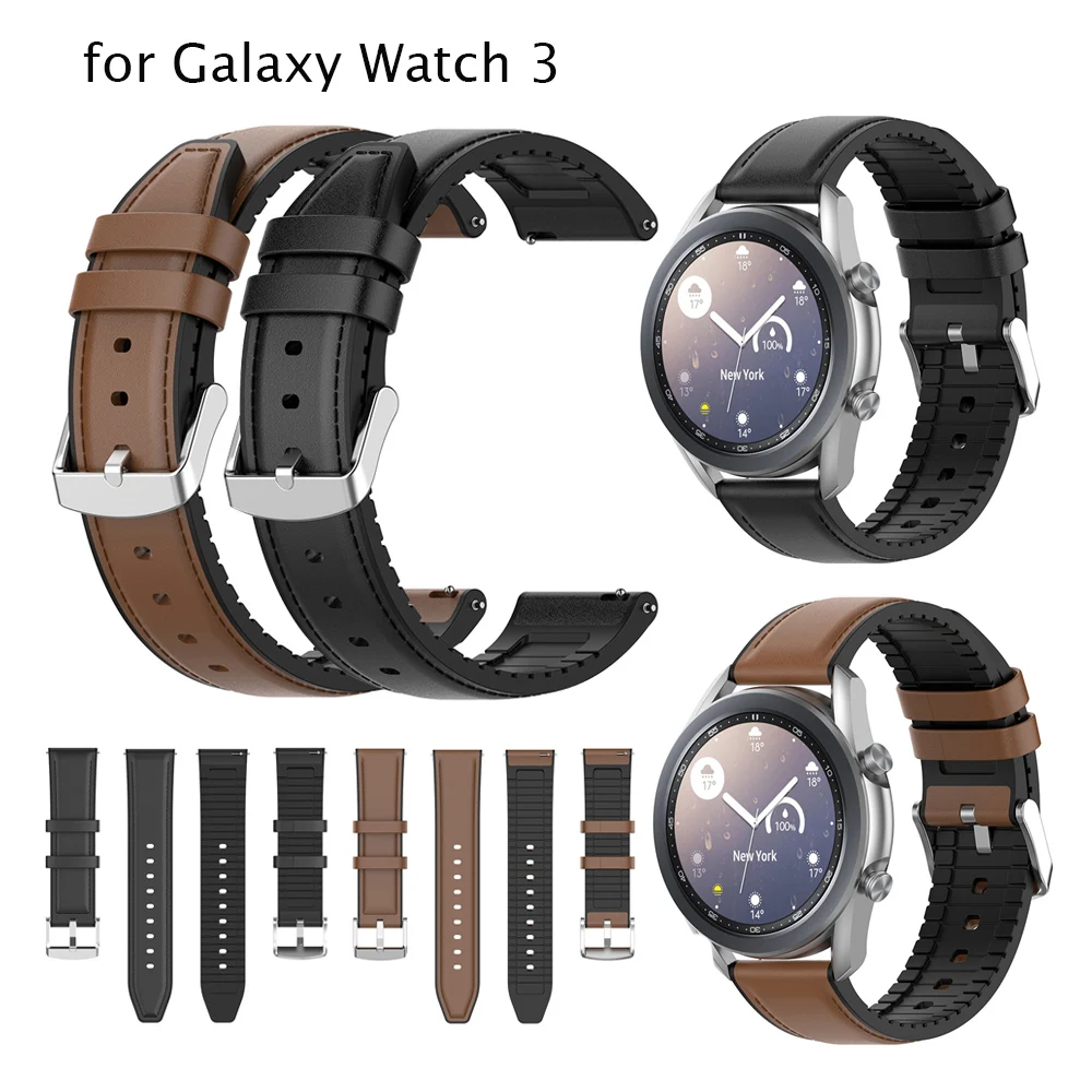 

Hybrid Silicone Leather Watch Band for Samsung Galaxy Watch 3 45mm 41mm 46mm 42mm / Active 2 Straps Sports Bracelet 22mm 20mm