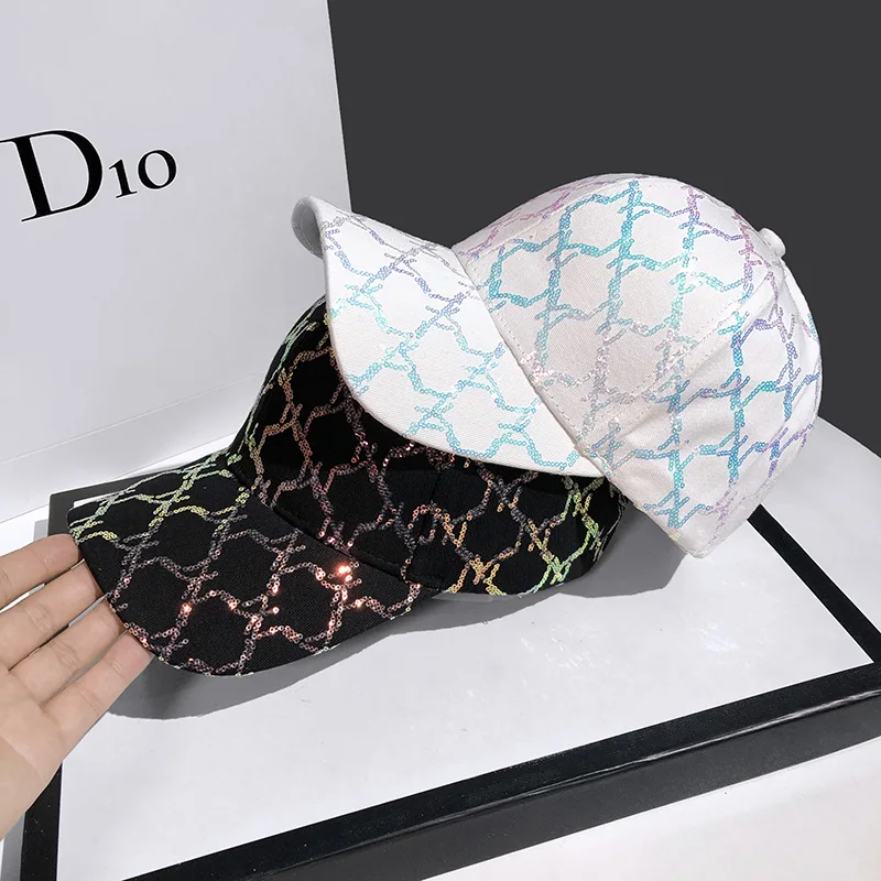 

Korean Fashion Caps Women's Autumn and Winter Hats Personality Niche Sequins Hard Top Baseball Cap Men's Trendy Brand