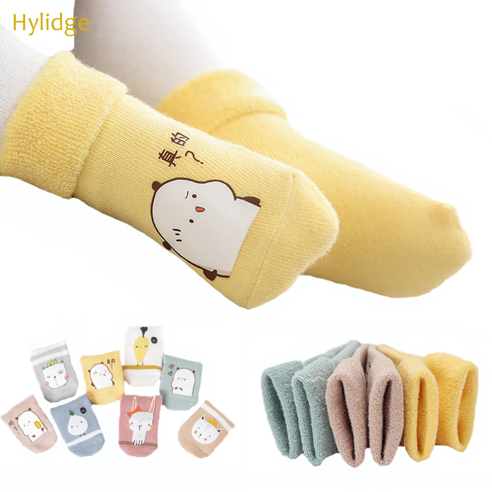 

Hylidge 3 Pairs Autumn Winter Cute Cartoon Terry Socks Thick Warm Infantile Socks Children Socks 0-3 Years Newborn Baby Socks