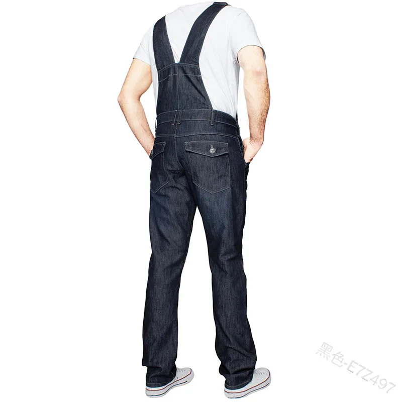 

WEPBEL Autumn Mid-Waist Solid Color Stitching Strap Jeans Women's Casual Pocket Straight Denim Pants
