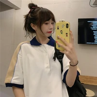 korean aesthetic graphic college student polo t shirt for girls kawaii long sleeved women sweater gothic clothes blouse tops y2k