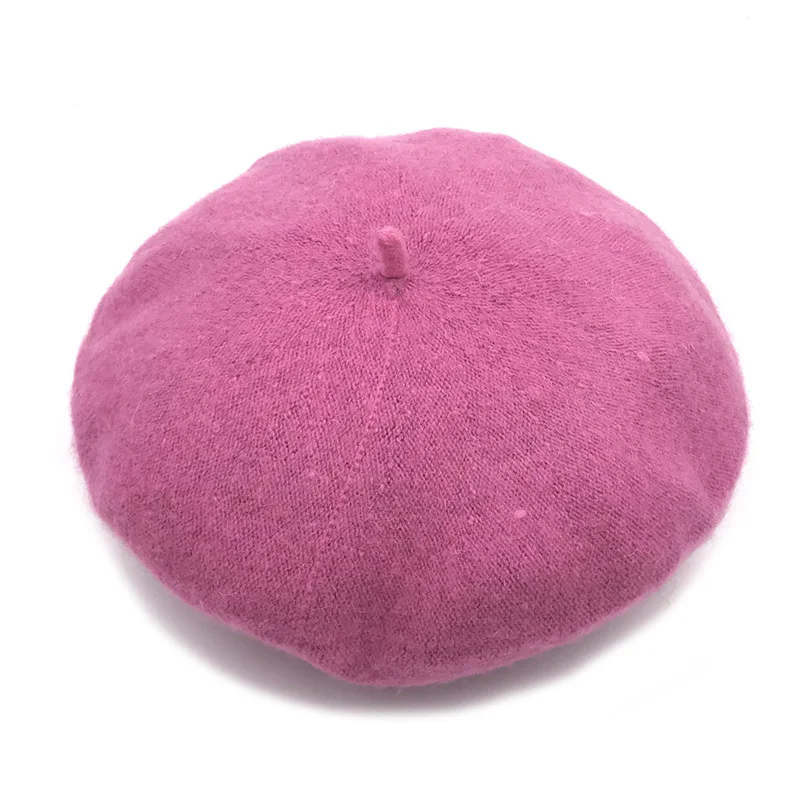 Модный очаровательный однотонный зимний теплый шерстяной женский берет