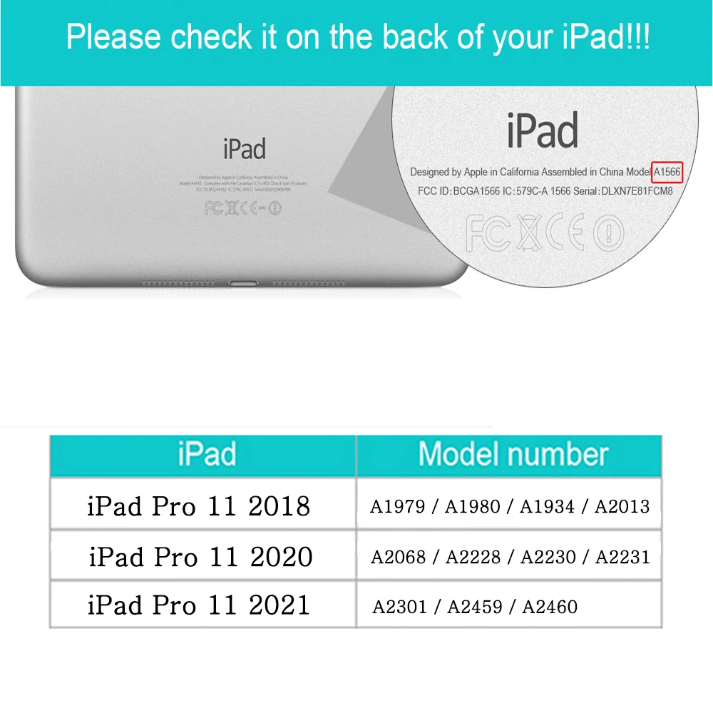 

Funda Apple iPad Pro 11 2018 2020 2021 A2068 Tablet Case Stand Holder Flip Coque Slim Auto Smart Cover + Tempered Glass Film