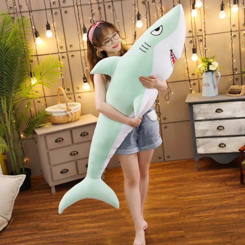 

100cm-160cm Big Size Funny Cute Soft Bite Shark Plush Toy Pillow Appease Cushion Gift For Children Baby Girl