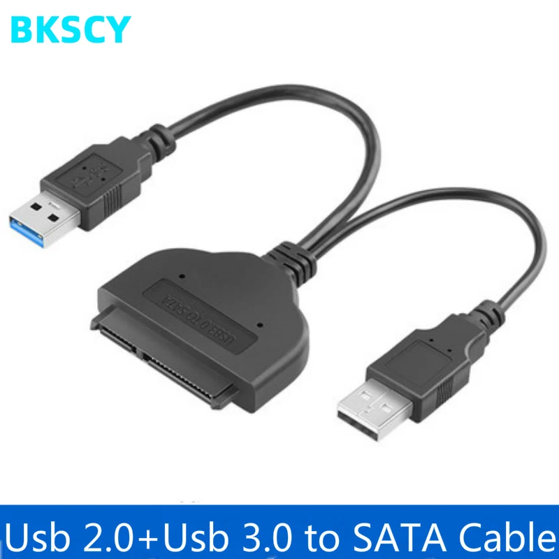 

Bkscy USB 2.0 to 7+15 22Pin SATA USB 3.0 Cable Adapter Converter for 2.5 Inch Hard Disk Drive HDD SSD with USB2.0 Power Cable