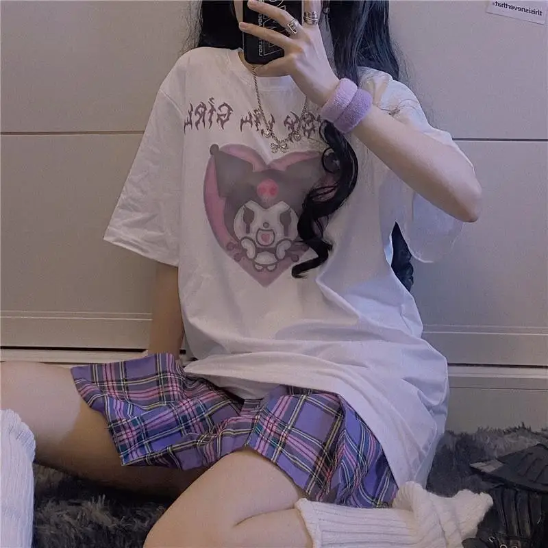 Женская футболка с коротким рукавом NYOOLO Harajuku kawaii милым готическим принтом в виде