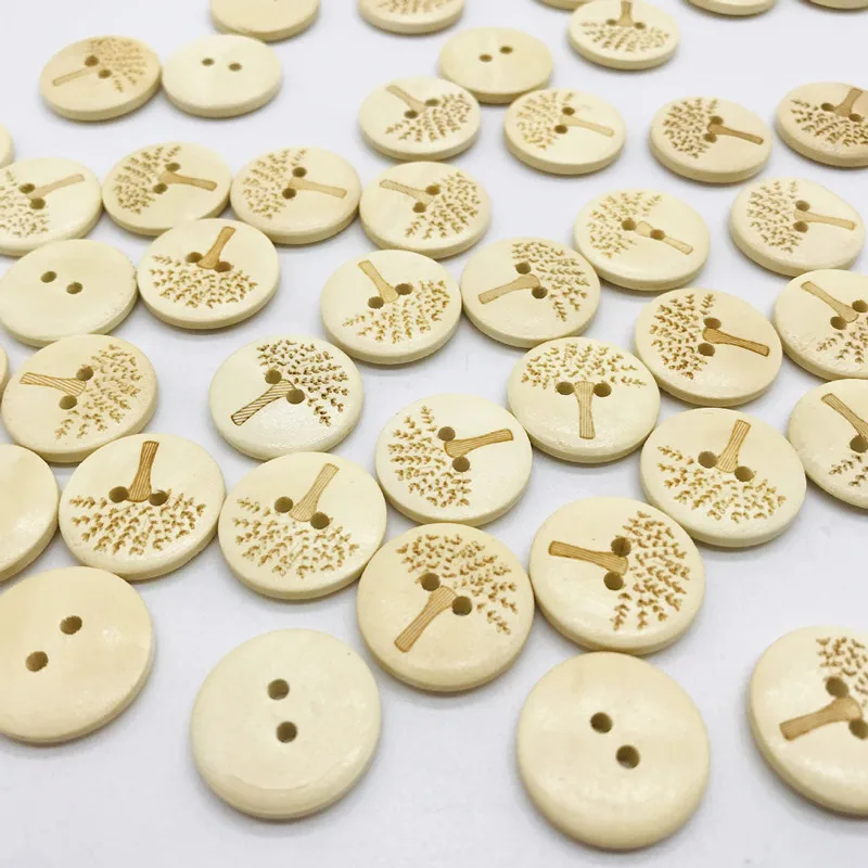 200 шт. круглые деревянные пуговицы с двумя отверстиями 20 мм | Дом и сад