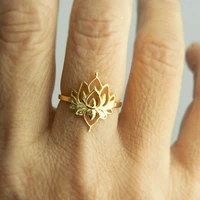 lotus flower rings for women stainless steel sliver color finger ring vintage wedding ring valentines day jewelry bague