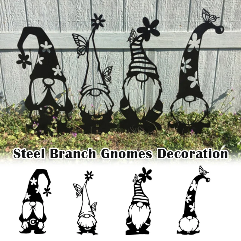 

Steel Branch Gnomes Decoration Cute Standing Silhouette For Garden Yard Outdoor Sculpture Easter Lawn Home Yard Decor lpfk New