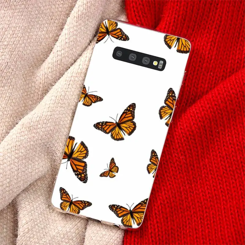 

Butterfly Glitter Leaves Phone Case Transparent for Samsung A71 S9 10 20 HUAWEI p30 40 honor 10i 8x xiaomi note 8 Pro 10t 11