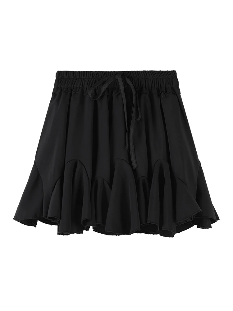 

Black half length skirt women's high waist A-line skirt summer 2021 new college style puffy short skirt small skirt
