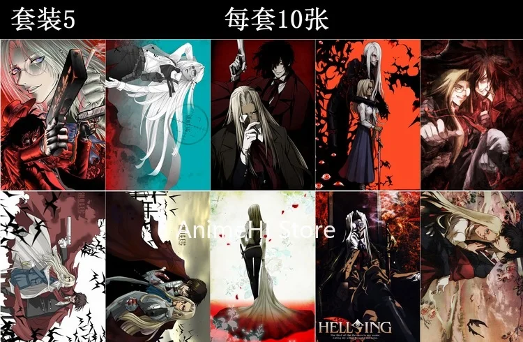 

10 pcs/set Anime HELLSING posters Alucard Victoria Seras Integra Anderson wall pictures for Colletion A3 42x29CM Stickers