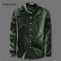 long sleeve elegant shirt blusas autumn casual pullovers sexy men clothing 2021 single breasted tops green white mens blouse
