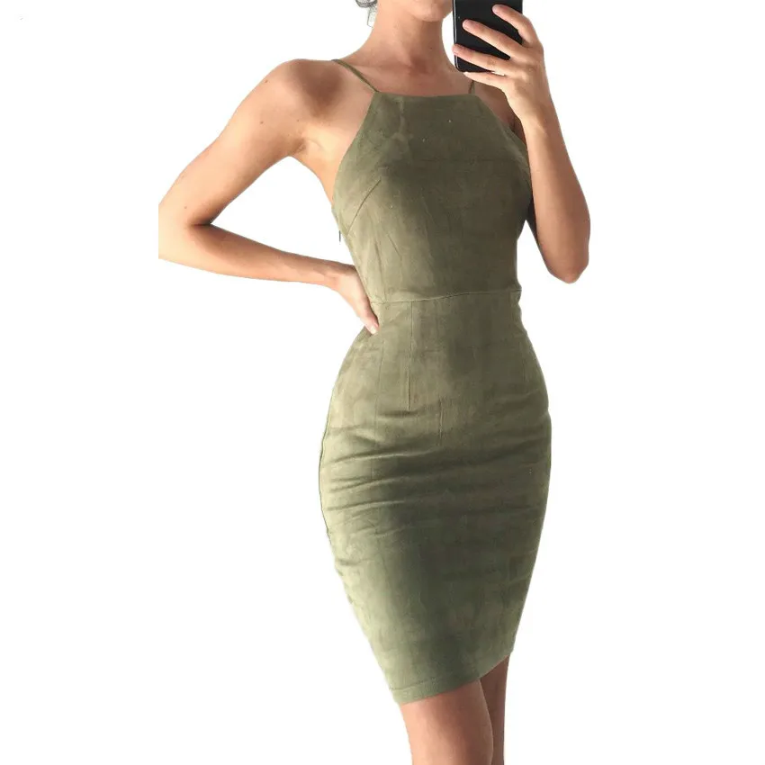 Женское летнее платье туника комбинация Бандажное весенний замшевый сарафан