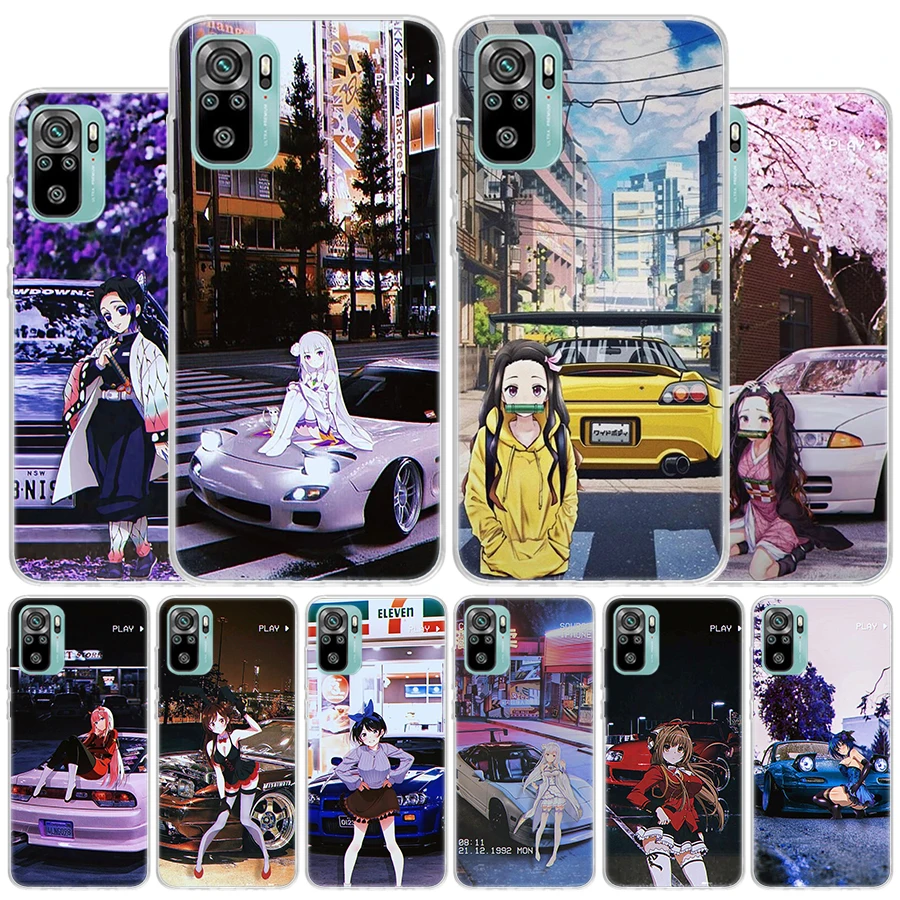 Чехол для телефона в стиле аниме Girl JDM с изображением спортивного автомобиля Xiaomi