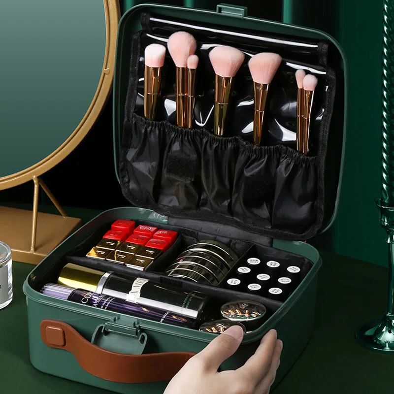

Новинка, Вместительная женская портативная косметичка, сумка для косметолога, дорожный органайзер, чехол для косметики, профессиональный ж...