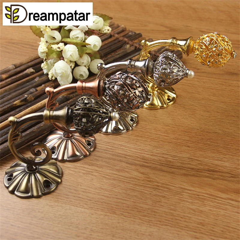 Европейский ретро золотой ажурный цветочный занавес с ушками настенный