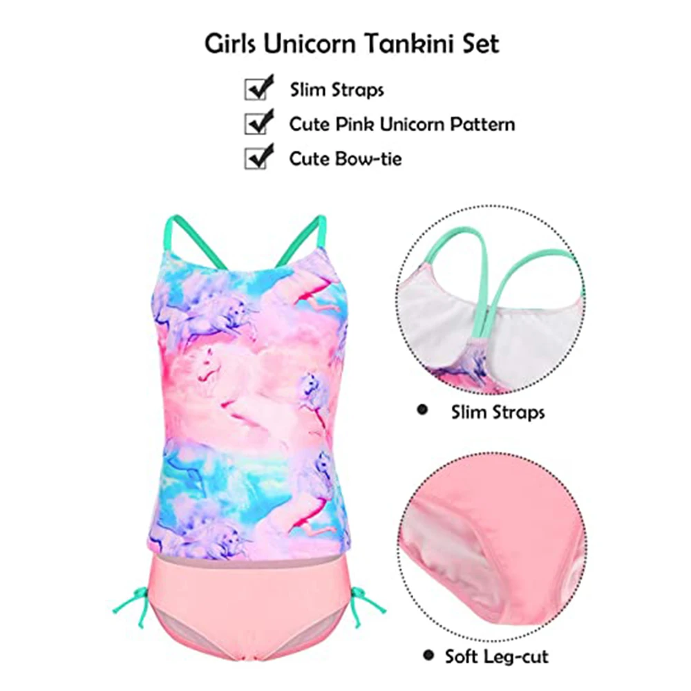 Купальный костюм из двух предметов для девочек Топ на бретелях Детские купальные