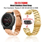 Ремешок для часов Garmin Fenix 5X, 5, 5S Plus, 3, 3HR, 6, 6S, 6X Pro, 26, 22, 20 мм, быстросъемный металлический ремешок из нержавеющей стали