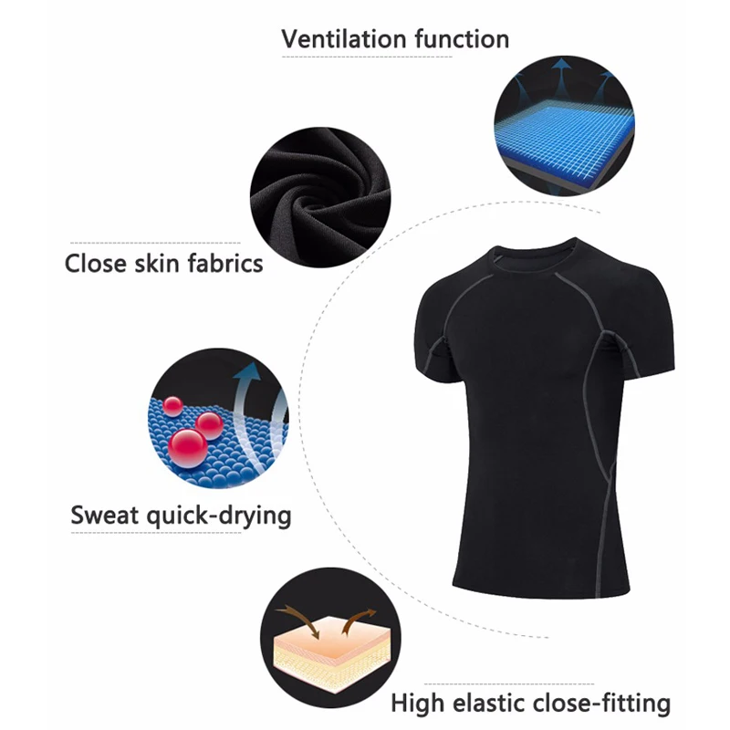 Новинка 2019 Мужская компрессионная облегающая футболка для фитнеса баскетбола