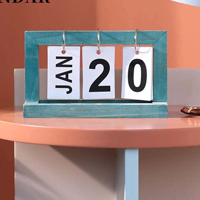 

Calendar Ornament Wooden Simple Personality Creative Manually Adjustable Desktop Desk Office Home Decorations