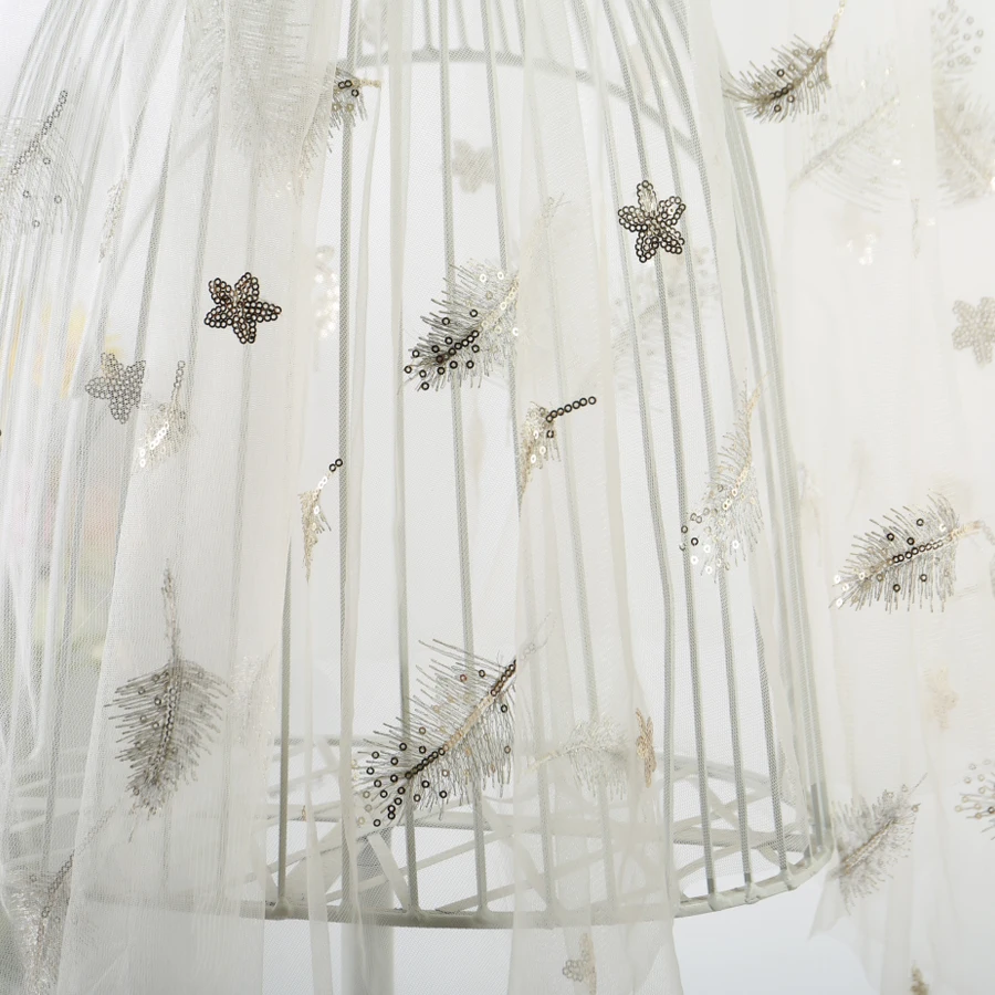 5 ярдов перо Звезда вышивка блестками ткань платье свадебное сетка с в