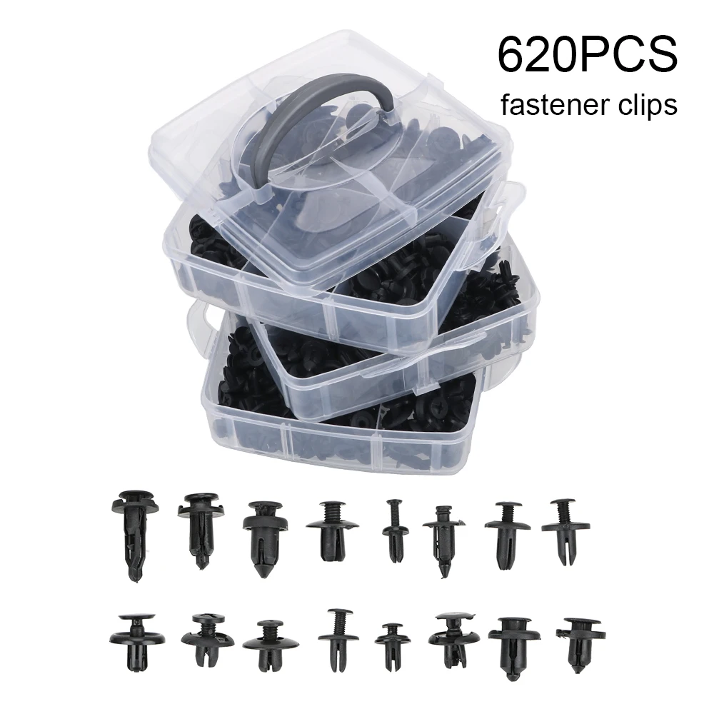 620Pcs Car Accessories Trunk Screw Rivets Set Body Push Retainer Pin Rivet Bumper Fender For Auto Plastic Fastener Clips | Автомобили и